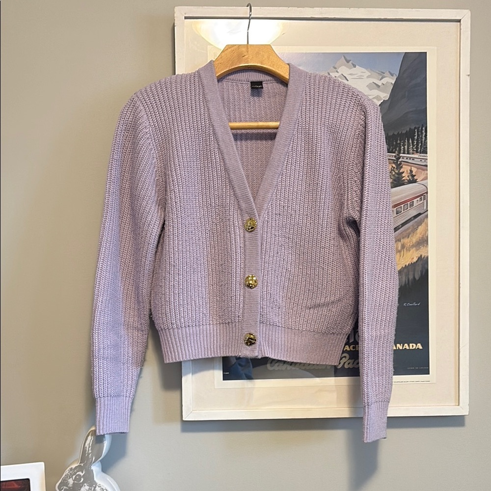Lavender Button-Up Women's Sweater